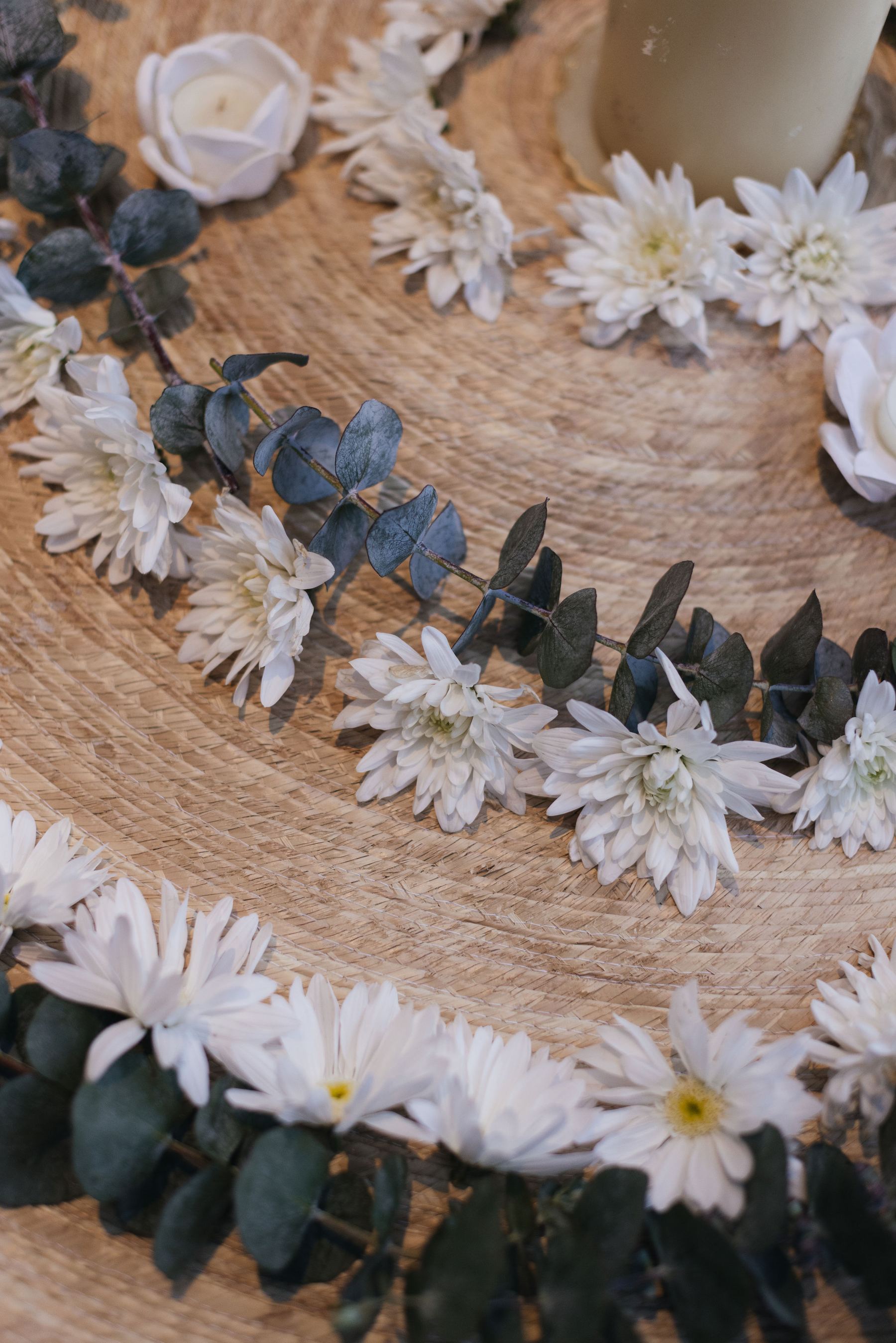 Flower mandala altar detail